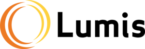 Lumis Logo, an orange and yellow circle next to the written word Lumis